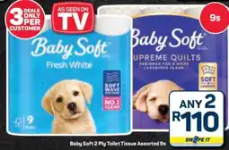 Pick n Pay Hypermarket Baby Soft 2 Ply Toilet Tissue Assorted 9s offer