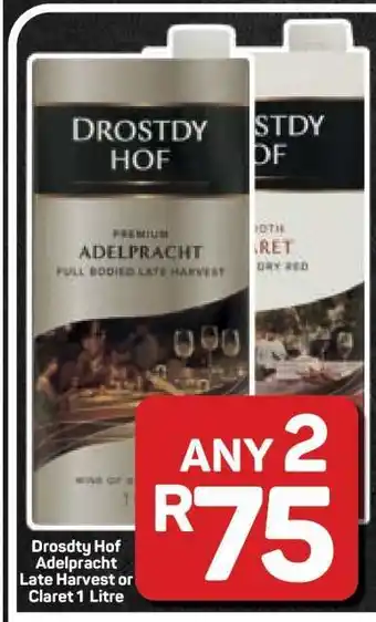 Pick n Pay Hypermarket Drostdy Hof Adelpracth Late Harvest or Claret 1 Litre offer