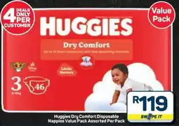 Pick n Pay Hypermarket HUGGIES DRY COMFORT DISPOSABLE NAPPIES VALUE PACK offer