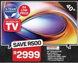 Pick n Pay Hypermarket Toshiba 40 Full HD Smart LED TV offer
