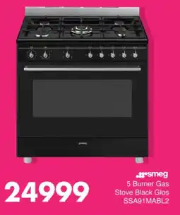 Save Hyper Smeg 5 Burner Gas Stove Black Glos offer
