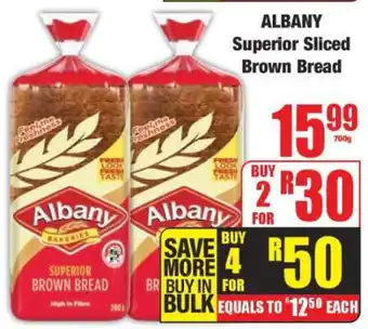 Albany Superior Sliced Brown Bread