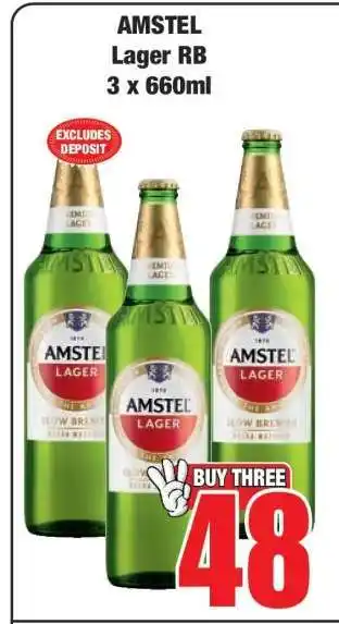 Boxer AMSTEL LAGER RB 3 X 660ML offer