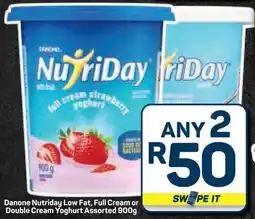 Pick n Pay Hypermarket Danone Nutriday Low Fat, Full Cream or Double Cream Yoghurt Assorted offer