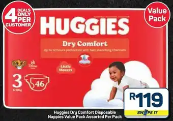 Pick n Pay Hypermarket Huggies Dry Comfort Disposable Nappies Value Pack Assorted Per Pack offer