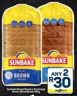 Pick n Pay Hypermarket Sunbake Brown Bread or Farmstyle Brown Sliced Bread offer