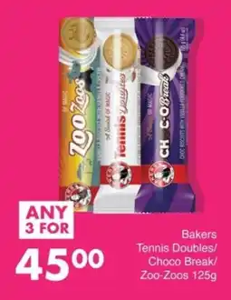 Save Bakers Tennis Doubles/ Choco Break/ Zoo-Zoos offer