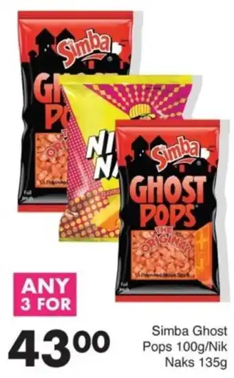 Save Simba Ghost Pops/ Nik Naks offer