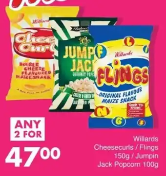 Save Willards Cheesecurls/ Flings/ Jumpin Jack Popcorn offer
