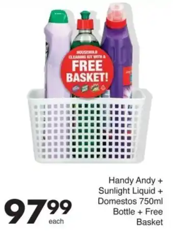 Save Handy Andy + Sunlight Liquid + Domestos Bottle + Free Basket offer