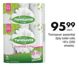 Save Twinsaver essential 2ply toilet rolls offer