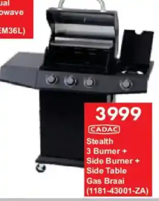 President Hyper CADAC Stealth 3 Burner + Side Burner + Side Table Gas Braai offer