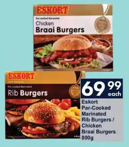 President Hyper Eskort Par-Cooked Marinated Rib Burgers/ Chicken Braai Burgers offer