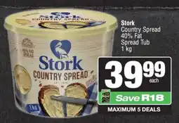 Spar Stork Country Spread 40% Fat Spread Tub offer