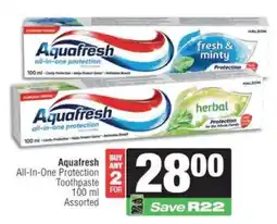 Spar Aquafresh All-In-One Protection Toothpaste Assorted offer