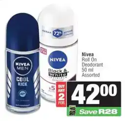 Spar Nivea Roll On Deodorant Assorted offer
