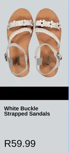 PEP White Buckle Strapped Sandals offer