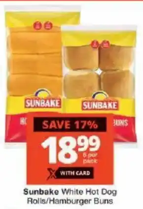 Checkers Sunbake White Hot Dog Rolls/ Hamburger Buns offer
