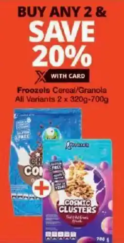 Checkers Froozels Cereal/ Granola All Variants offer
