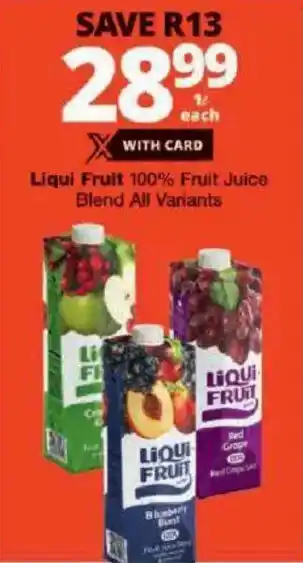 Checkers Liqui Fruit 100% Fruit Juice Blend All Variants offer