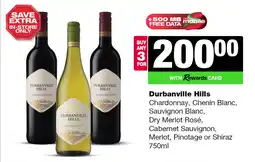 Spar Tops Durbanville Hills Chardonnay, Chenin Blanc, Sauvignon Blanc, Dry Merlot Rosé, Cabernet Sauvignon, Merlot, Pinotage or Shiraz offer