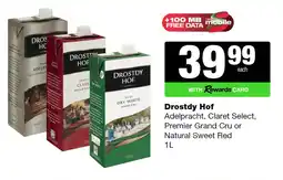 Spar Tops Drostdy Hof Adelpracht, Claret Select, Premier Grand Cru or Natural Sweet Red offer