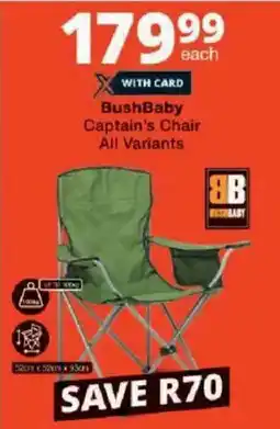 Checkers BushBaby Captain's Chair All Variants offer