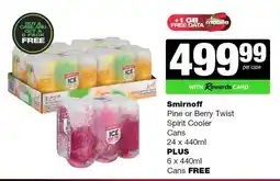 Spar Tops Smirnoff Pine or Berry Twist Spirit Cooler offer
