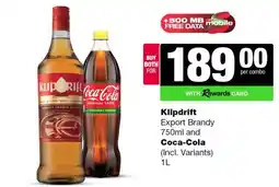 Spar Tops Klipdrift Export Brandy 750ml and Coca-Cola 1L offer