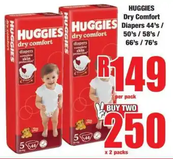 Boxer HUGGIES Dry Comfort Diapers 44's / 50's / 58's / 66's / 76's offer
