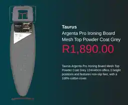 Clicks Taurus Argenta Pro Ironing Board Mesh Top Powder Coat Grey offer