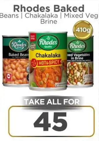 Check Star Rhodes Baked Beans, Chakalaka, Mixed Veg Brine offer