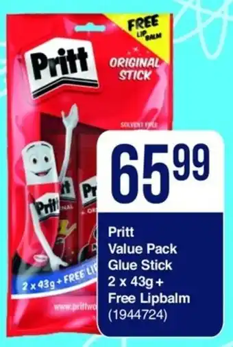 President Hyper Pritt Value Pack Glue Stick 2x43g + Free Lipbalm offer