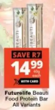 Checkers Futurelife Beauti Food Protein Bar All Variants offer