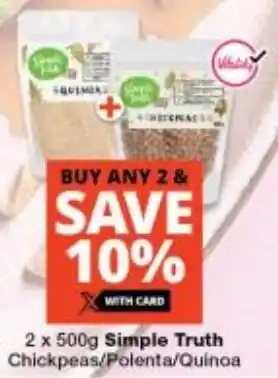 Checkers Simple Truth Chickpeas/ Polenta/ Quinoa offer