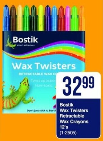 Bostik Wax Twisters Retractable Wax Crayons 12's