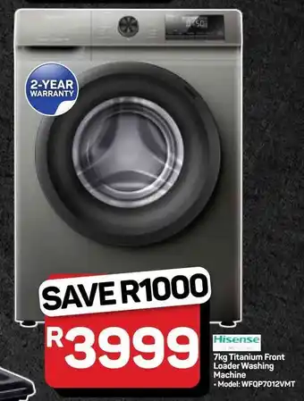 Pick n Pay Hypermarket Hisense Titanium Front Loader Washing Machine offer