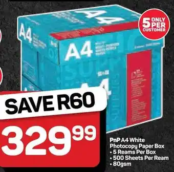 Pick n Pay Hypermarket PnP A4 White Photocopy Paper Box offer