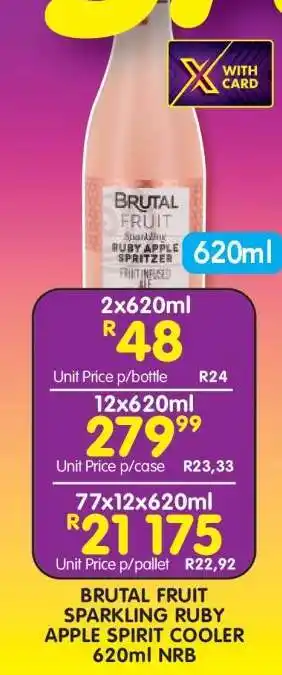 Shoprite BRUTAL FRUIT SPARKLING RUBY APPLE SPIRIT COOLER 620ml NRB offer
