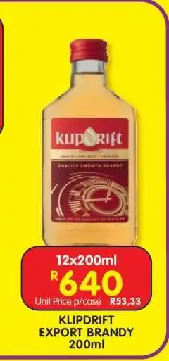 Shoprite KLIPDRIFT EXPORT BRANDY 200ml offer