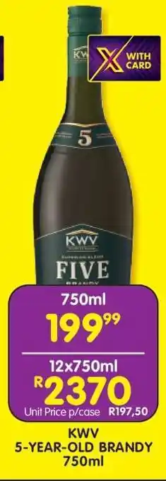 Shoprite KWV 5-Year-Old Brandy 750ml offer