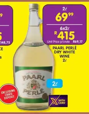 Shoprite PAARL PERLÉ DRY WHITE WINE 2ℓ offer