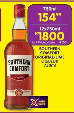 Shoprite SOUTHERN COMFORT ORIGINAL/LIME LIQUEUR 750ml offer