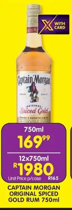 Shoprite CAPTAIN MORGAN ORIGINAL SPICED GOLD RUM 750ml offer