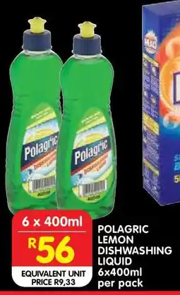Shoprite POLAGRIC LEMON DISHWASHING LIQUID 6x400ml per pack offer