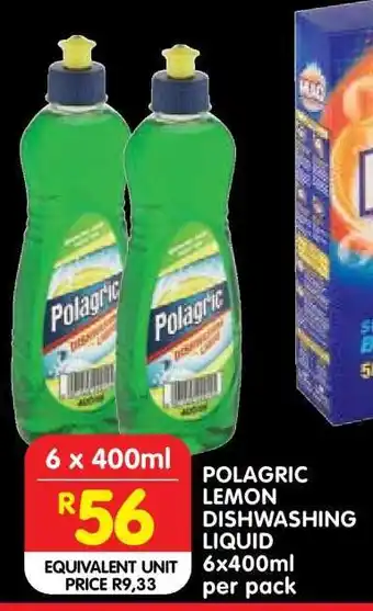 Shoprite POLAGRIC LEMON DISHWASHING LIQUID 6x400ml per pack offer