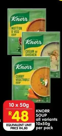 Shoprite KNORR SOUP all variants 10x50g per pack offer