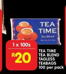 Shoprite TEA TIME TEA BLEND TAGLESS TEABAGS 100 per pack offer