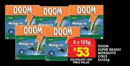 Shoprite DOOM SUPER DEADLY MOSQUITO COILS 5x125g offer