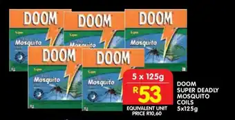 Shoprite DOOM SUPER DEADLY MOSQUITO COILS 5x125g offer